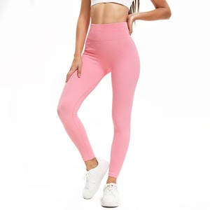 Mallas de Yoga de algodón 100% personalizadas al por mayor, mallas de gimnasio de talle alto y cintura media, informales y transpirables con bolsillos para mujer - Product Image 5