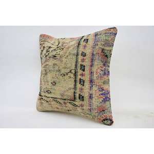 Luxury 18x18 Inch Wool <b>Pillow</b> Multicolor Vintage <b>Square</b> Kantha Cushion Woven Embroidered Eco-Friendly Non-Slip Removable - Product Image 3
