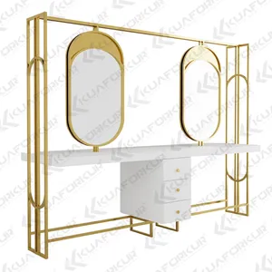 Hot Selling Hair Cutting Mirror Station Fashionable Design Double Mirror Station Beauty Salon Equipment Factory Directly