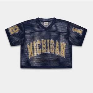 Imprimé personnalisé hommes col en V polyester maille été T-Shirts surdimensionné Vintage Boxy rétro football football maillot Streetwear Style - Product Image 2