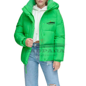 Venta al por mayor de calidad superior de las mujeres de invierno cálido abrigo de manga larga con estilo a prueba de viento prendas de vestir exteriores logotipo personalizado de impresión de lona acolchada - Product Image 6