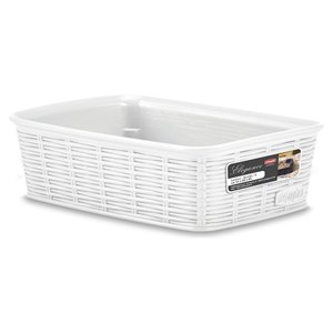Stefanplast ELEGANCE White Rectangle <b>Plastic</b> Storage <b>Basket</b> 20x14x6cm Model 0659804 - Product Image 1