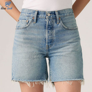 Shorts Vaqueros Cargo de Mezclilla Lavada Transpirable de Cintura Alta para Mujer, Logotipo Personalizado y Diseño Impreso, Suministro al por Mayor para Verano - Product Image 5
