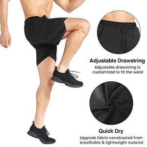 Pantalones cortos de gimnasio clásicos para hombre de bajo precio, pantalones cortos de secado rápido con múltiples bolsillos, ropa de gimnasio al aire libre para hombre, pantalones cortos de poliéster para entrenamiento - Product Image 4