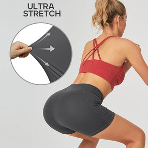 Womens High-Waisted Yoga Shorts Comfortable Stretchy Gym and Yoga <b>Leggings</b> with Custom Logo Solid <b>Pattern</b> OEM/ODM Available - Product Image 4