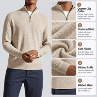 Pull en laine tricoté pour homme FNJIA, col zippé, tissu texturé, manches longues, pull chaud, automne, style business décontracté