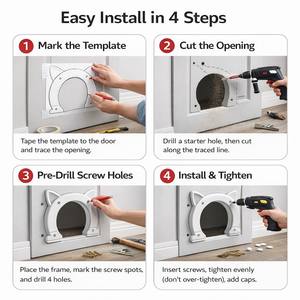 Porte pour chat en PVC, caoutchouc et silicone durable avec logo personnalisé, design de cadre en forme d'oreille de chat, installation facile en DIY, emballage prêt à la vente - Product Image 5