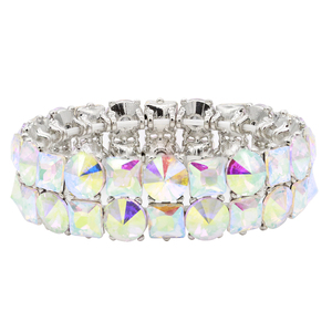 Bracelet extensible en cristal clair plaqué or Bracelets et bracelets en cristal élégants - Product Image 2