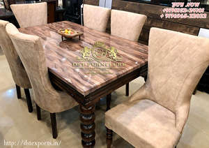 Modern Teak Wood <b>White</b> <b>Dining</b> Table Set Best Handcraft Formal <b>Dining</b> Table & <b>Chairs</b> Top <b>Wooden</b> Six Seater <b>Dining</b> Table Set - Product Image 6