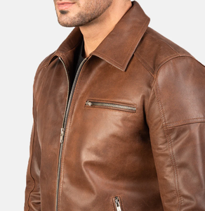 Chaqueta de Cuero de Invierno para Hombre de Alta Calidad, Diseño OEM con Cuello Alto, Transpirable, Color Sólido, MOQ Bajo - Product Image 4