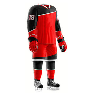 Maillots de hockey sur glace personnalisés par sublimation, antibactériens, séchage rapide, respirants, 360g, tissu 100% polyester, hommes adultes, vente en gros, équipe - Product Image 4