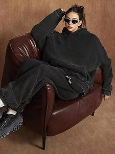 Acid Wash Sudaderas con capucha para hombre Vintage Oversized Hoodie Fleece Pullover Felpa Heavyweight Streetwear Sudaderas con capucha sueltas - Product Image 5