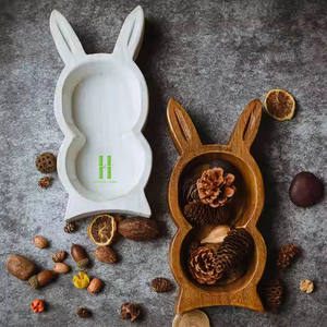 Bol à pâte de lapin sculpté à la main Bol à pâte en bois pour la fabrication de bougies OEM Bol à pâte rustique blanc vintage personnalisé pour la décoration de la maison - Product Image 1