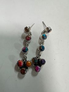 ต่างหูโมฮาวีทำมือทำมือสีชมพูหินเงินสเตอร์ลิง6 - Product Image 3