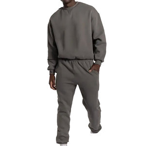 Combinaison à col rond unie avec poche sur la manche, style patch, tissu mi-lourd, survêtement d'hiver pour hommes, ensemble 2 pièces, écologique - Product Image 3