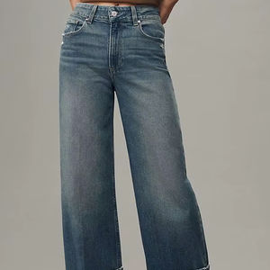 Pantalones Vaqueros Azules de Cintura Alta, Transpirables, de Alta Calidad para Mujer, Estilo Vintage Informal, al por Mayor, para Invierno - Product Image 1