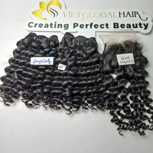 ชุดวิกผมมนุษย์สำหรับต่อผมชาวเวียดนามหยิกลึกมีหนังกำพร้าดิบ100% ยังไม่ผ่านกระบวนการจัดทรงใน100% - Product Image 1