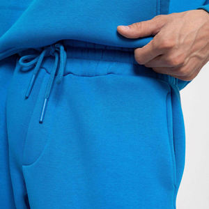 High Street OEM personnalisé 100% coton polaire fond flexible pull survêtements col à capuche couleur unie hommes deux pièces ensemble - Product Image 6