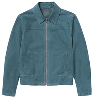 Jaket Kulit Suede Pria Warna Solid Berbahan Bulu Domba Katun Bernapas untuk Musim Dingin, Laris Manis OEM