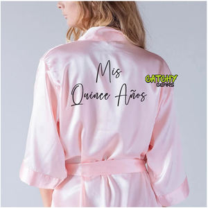 Batas de novia OEM con logotipo personalizado para niños, cumpleaños, satén de seda, dama de honor para mujer, bata de fiesta de boda, batas personalizadas de lujo al por mayor - Product Image 4