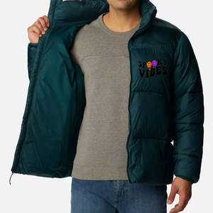 Veste d'hiver matelassée en coton pour homme, style urbain, avec capuche amovible, col montant, chaude et épaisse, design bulle, logo frontal - Product Image 5