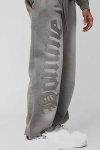 กางเกงวอร์มผ้าฝ้าย100% กลางแบบกำหนดเองผ้าเปียกซีดแสงแดดทรงถุงผ้าแบนมีเชือกผูกแบบยืดหยุ่นด้านล่างสำหรับผู้ชาย - Product Image 3