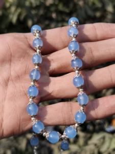 Hand Knotted Lake Blue Chalcedony Gemstone <b>Necklace</b> <b>Fine</b> <b>Beaded</b> <b>Necklaces</b> - Product Image 2