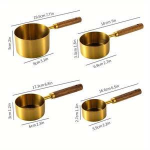 Juego de cucharas medidoras pulidas en oro mate de calidad superior en latón macizo con mango de madera perfecto para utensilios de cocina elegantes - Product Image 5