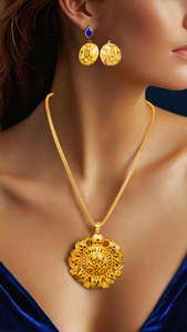 Boucles d'oreilles collier de forme ronde serties de boucles d'oreilles collier à la mode plaqué or 22Ct pour les femmes portent des bijoux - Product Image 3