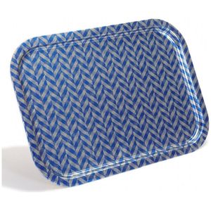 Bandeja de Metal azul antideslizante Rectangular de 285x400mm, plato de servicio decorativo para té y café, bandeja de madera para uso doméstico - Product Image 3