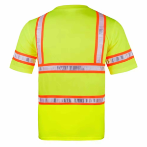 Chemise de sécurité pour travaux de construction, unisexe, bande réfléchissante haute visibilité, manches courtes, logo personnalisé en couleur - Product Image 4