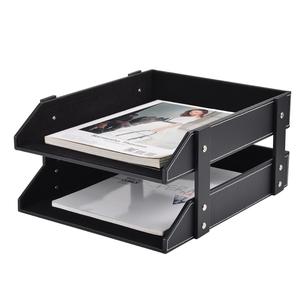 Bandeja organizadora de escritorio de cuero hecha a mano versátil y elegante con 3 compartimentos para vajilla de baño de estudio de oficina - Product Image 3