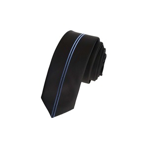 Corbata delgada de moda fina de corte especial con rayas azules dobles negras - Product Image 2