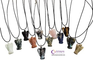 Ágata Hematita Ángel Colgantes Hecho a mano Piedra preciosa Estatuilla Collar Cristal Ángel Colgantes Venta al por mayor de Amayra Cristales Exportaciones - Product Image 3