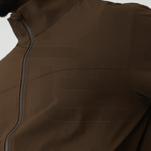 Chaqueta de algodón y poliéster de tejido fino para hombre de alta calidad con cuello levantado, logotipo personalizable, tela de lona con cremallera, precio competitivo - Product Image 5