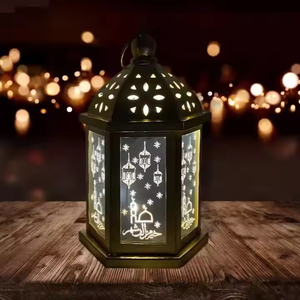 Nicro moyen-orient luxe Style Eid Mubarak Festival maison ornement artisanat affichage lumière LED fer lanterne Ramadan décoration - Product Image 1