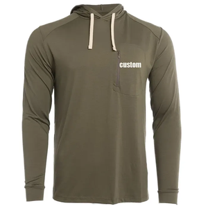 Sweat à capuche de pêche d'hiver 100 % coton personnalisé avec poche zippée, protection UV UPF50+, écologique, respirant et séchage rapide - Product Image 4