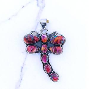 จี้เงินแท้ 925 ประดับด้วยพลอยสีชมพูธรรมชาติและพลอยสีฟ้าอมเขียว อุปกรณ์เสริมเครื่องประดับชั้นดี - Product Image 2