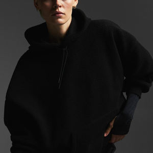 Moda personalizada 500GSM Heavyweight Boys Winter Hoodie High Pile Fleece Sherpa Pullover con cuello bordado para hombres - Product Image 5