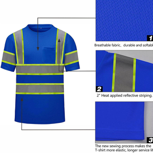 T-shirt de travail professionnel pour hommes, vêtements de travail techniques pour hommes, vêtements de sécurité durables en polyester, contrôle de l'humidité - Product Image 2