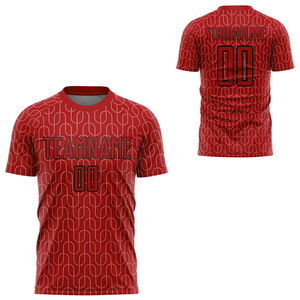 Camiseta de Fútbol Sublimada Roja Personalizada para Hombre, Manga Corta, Absorbe la Humedad, Nombre del Equipo 00 Impreso, Ropa Deportiva, Corte Regular para Adulto - Product Image 3
