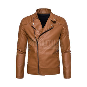 แจ็กเก็ตหนังสำหรับผู้ชายแจ็กเก็ตหนังซับในสำหรับใส่กลางแจ้งดีไซน์คลาสสิก - Product Image 1
