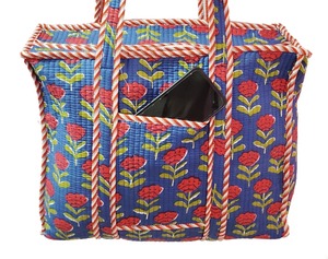 <b>Summer</b> Fashion Cotton Tote Bag Designer Printed <b>Quilted</b> Shoulder Travel Bag with Zipper Closure Large Size for Ladies - Product Image 1