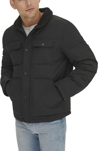 Veste matelassée en cuir décontractée pour homme d'hiver avec col chemise, tissu en toile, séchage rapide, style streetwear, surdimensionnée, sans capuche, vêtements d'extérieur - Product Image 4