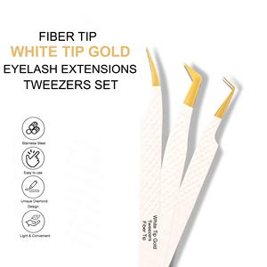 Pince à cils en acier inoxydable avec logo personnalisé, volume de poignée en diamant, pince à cils à pointe en fibre de préhension lisse - Product Image 5