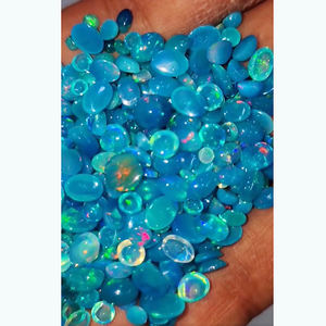 520 pièces d'opale éthiopienne bleue naturelle 6x4mm 7x5mm 8x6mm 9x7mm Cabochon ovale 134 cts lot Iroc ventes teint opale cabine de pierres précieuses en vrac - Product Image 2