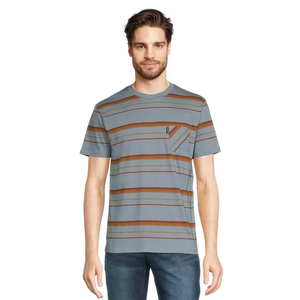 เสื้อยืดผ้าฝ้ายแขนสั้นเข้ารูปสำหรับผู้ชายคอกลมลายทางสีขาวฟ้าพร้อมกระเป๋าส่งออกคุณภาพสำหรับผู้ใหญ่ฤดูใบไม้ผลิ - Product Image 3