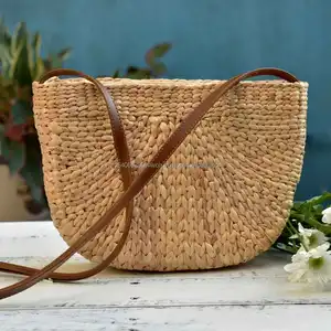 Handicrafts Natural Water Hyacinth Storage Basket with Handles Flower Organizer Baskets for Home Decor by Vietnam FBA Amazon