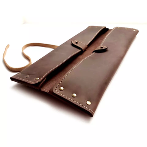 Sacs en cuir véritable couleur unie personnalisés les plus vendus Couteau-Roll Sacs à outils nouveauté OEM soutenir votre propre logo étiquette personnalisée - Product Image 4