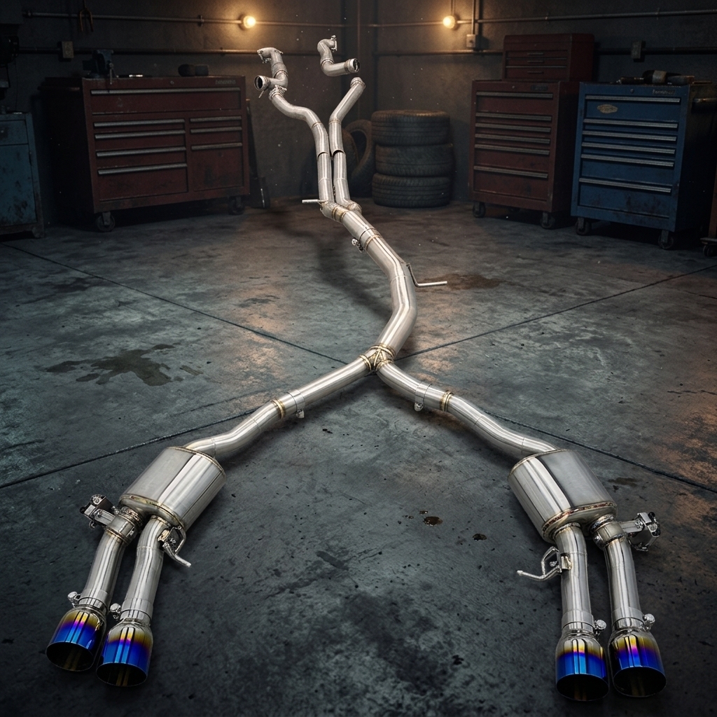 VantaFlow Stainless Steel Valvetronic Catback Exhaust System With Blue Burnt Tips for Audi S4 S5 B9 B9.5 3.0T 2017-2025